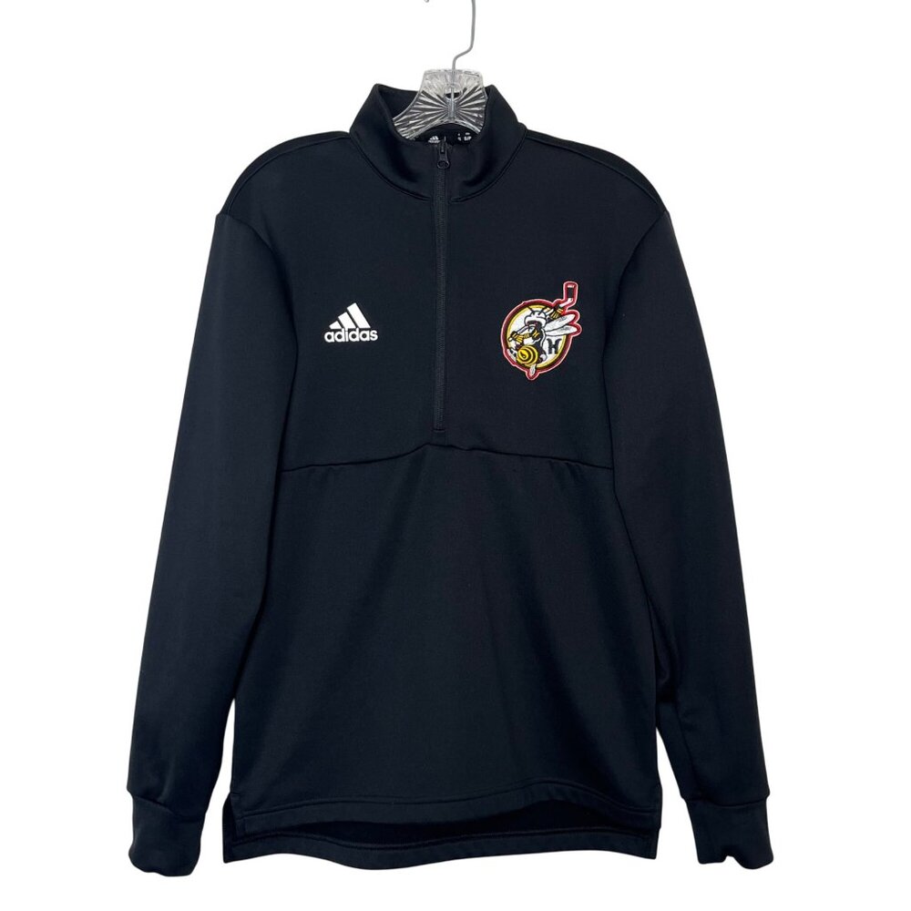 Adidas Mt Lebanon Hornets Club Hockey 1/4 Zip Sports Shirt Mens Small Black